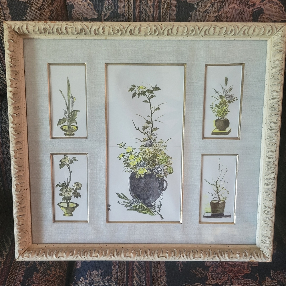 Turner Wall Art Floral Art Print in Cream/Gilded Frame 18.5x16.5
